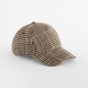 Czapka z daszkiem w kratkę Wool Blend Check Cap - B625:Tan Houndstooth, wool (proporcjonalnie), One Size